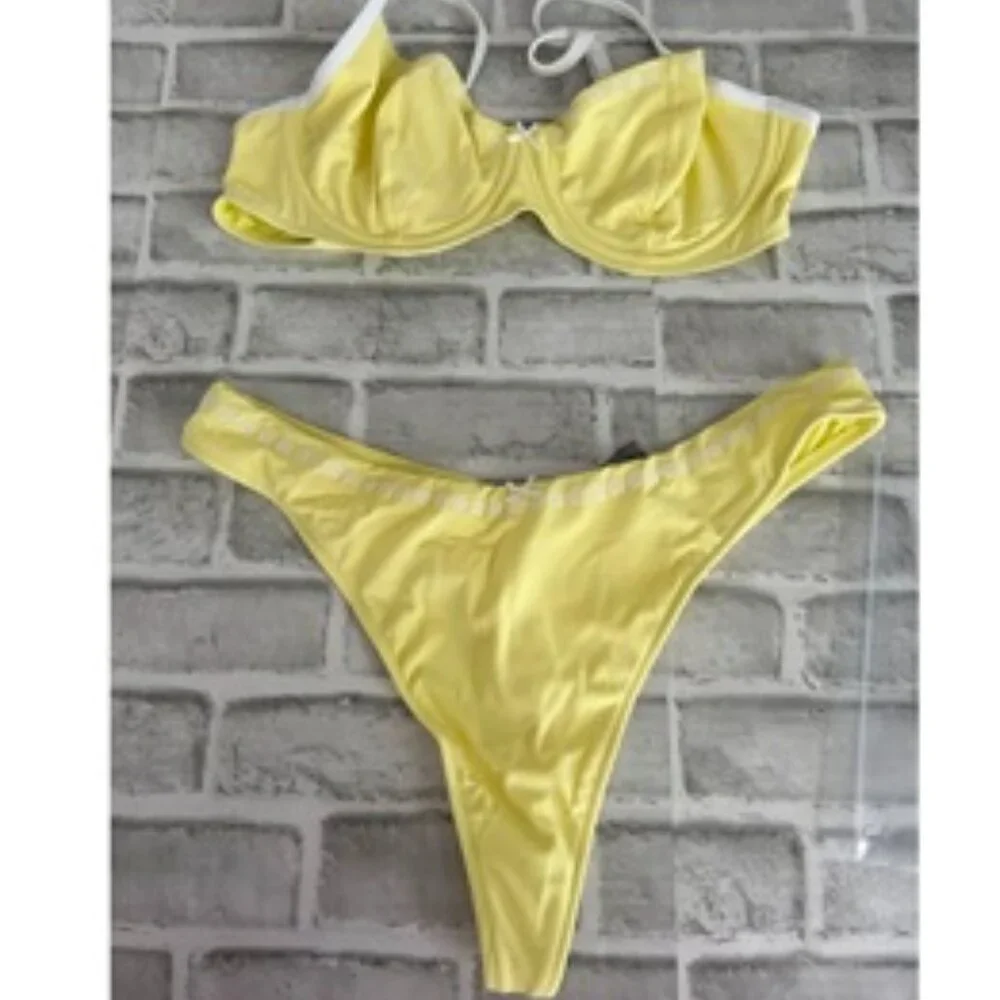 PINK by Frankies Bikinis Buttercup Bikini Top & Moon Bay Thong Bottom 2 PC XL